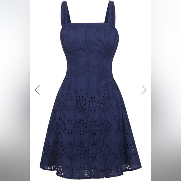 NWT Corset Story VERONICA SUMMER NAVY BRODERIE ANGLAISE COTTON CORSET DRESS US 6 - Picture 13 of 14